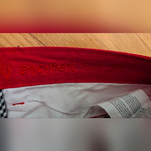 Vibrant Red Women's Jean Like Pants - Picture 3 of 7